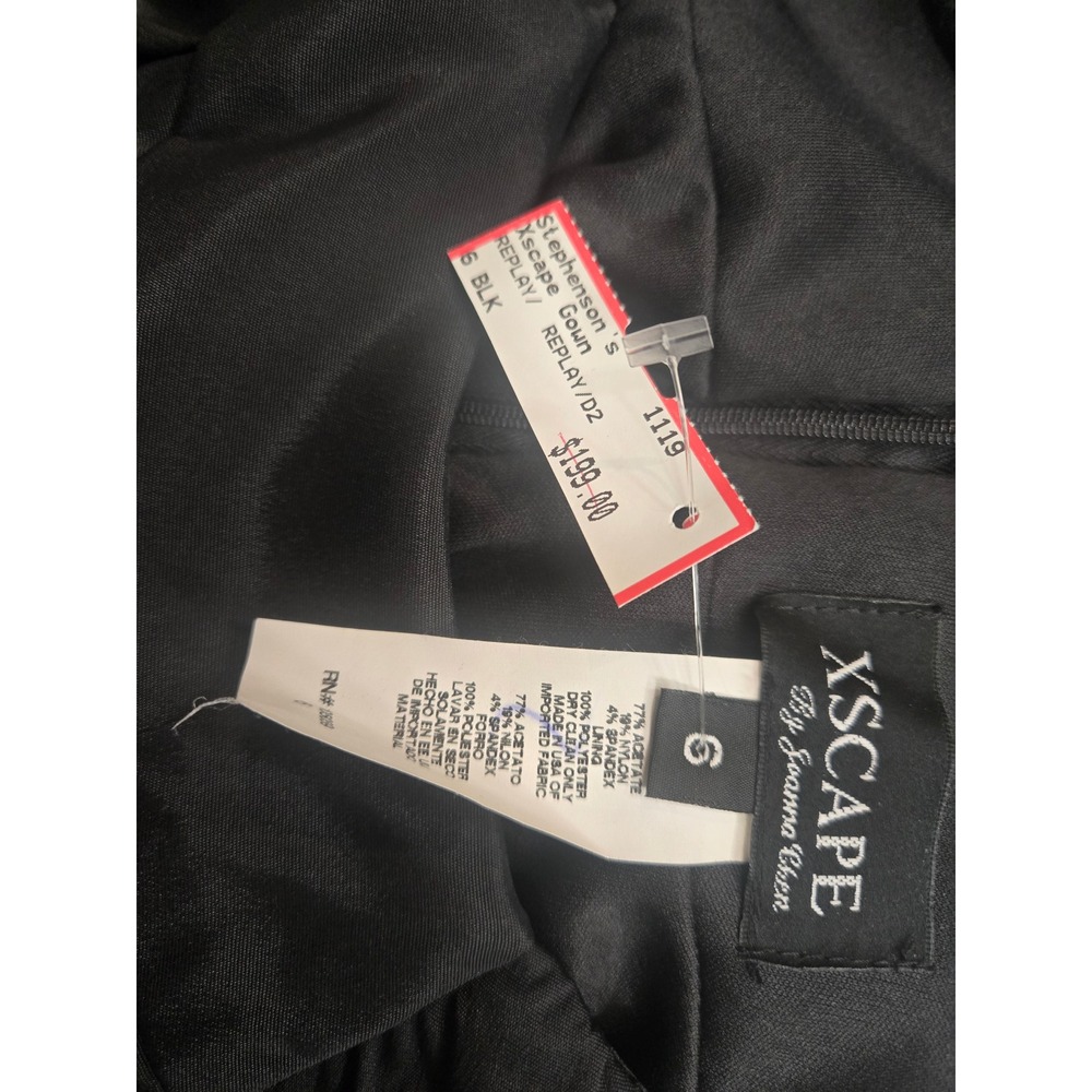 XSCAPE by Joanna Chen Black Ruched Mermaid Evening Gown Keyhole Dress 6 NEW - Picture 5 of 5